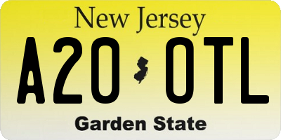 NJ license plate A20OTL