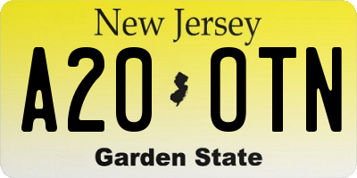 NJ license plate A20OTN