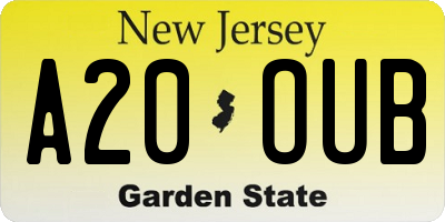 NJ license plate A20OUB