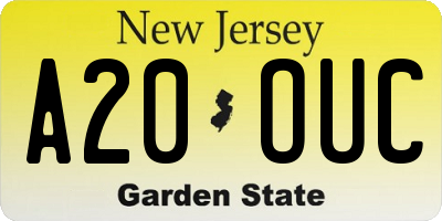 NJ license plate A20OUC