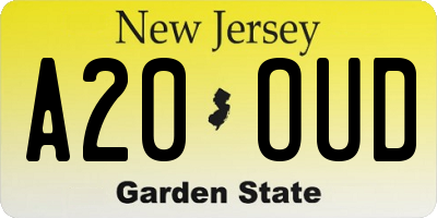 NJ license plate A20OUD