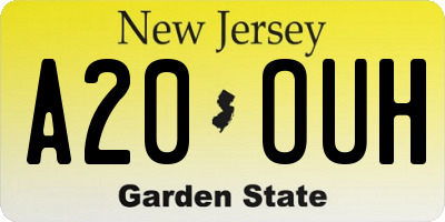 NJ license plate A20OUH