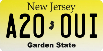 NJ license plate A20OUI