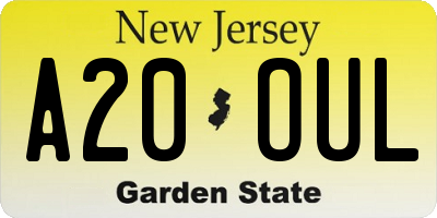 NJ license plate A20OUL