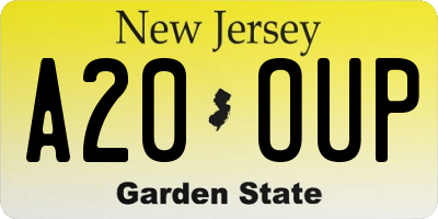 NJ license plate A20OUP