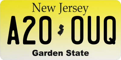 NJ license plate A20OUQ
