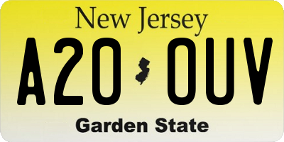 NJ license plate A20OUV