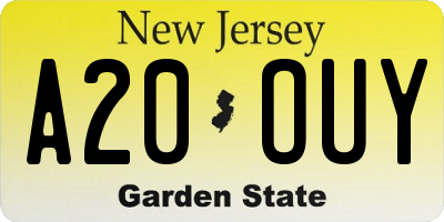 NJ license plate A20OUY