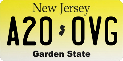 NJ license plate A20OVG