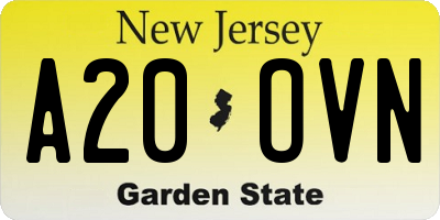 NJ license plate A20OVN