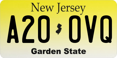 NJ license plate A20OVQ