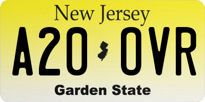 NJ license plate A20OVR