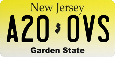 NJ license plate A20OVS