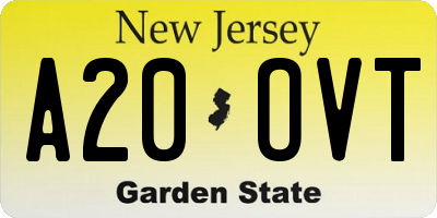 NJ license plate A20OVT