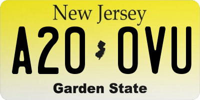 NJ license plate A20OVU