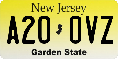 NJ license plate A20OVZ