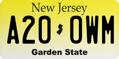 NJ license plate A20OWM