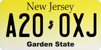 NJ license plate A20OXJ