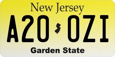 NJ license plate A20OZI