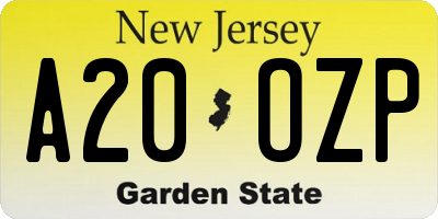 NJ license plate A20OZP