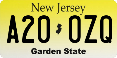 NJ license plate A20OZQ