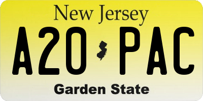NJ license plate A20PAC