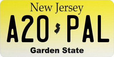 NJ license plate A20PAL