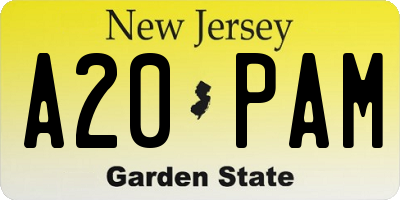 NJ license plate A20PAM