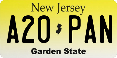 NJ license plate A20PAN