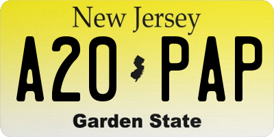 NJ license plate A20PAP