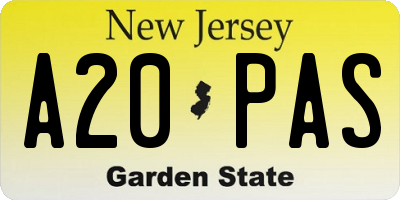 NJ license plate A20PAS