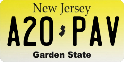 NJ license plate A20PAV