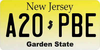 NJ license plate A20PBE