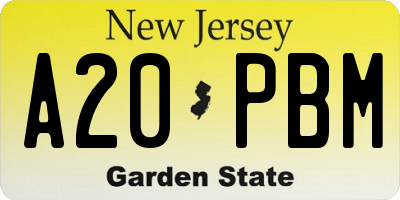 NJ license plate A20PBM