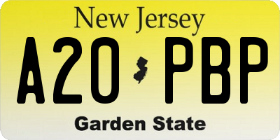 NJ license plate A20PBP