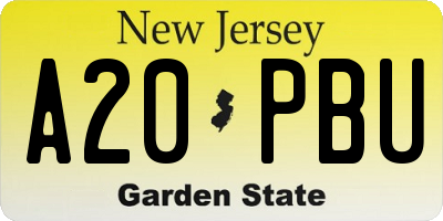 NJ license plate A20PBU