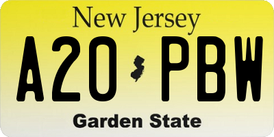 NJ license plate A20PBW