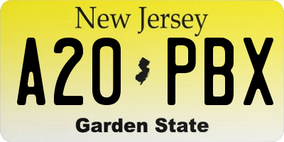 NJ license plate A20PBX