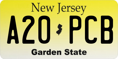 NJ license plate A20PCB