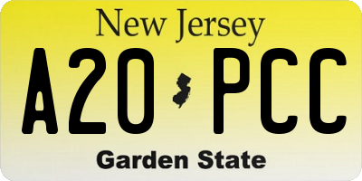 NJ license plate A20PCC