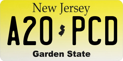 NJ license plate A20PCD