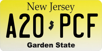 NJ license plate A20PCF