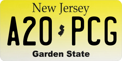 NJ license plate A20PCG