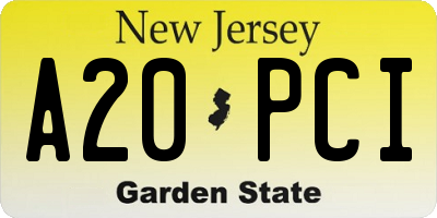 NJ license plate A20PCI
