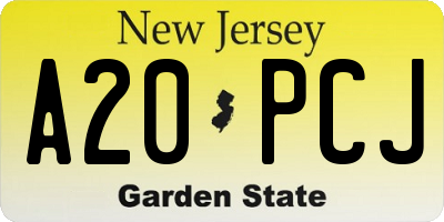 NJ license plate A20PCJ