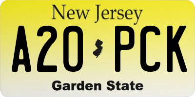 NJ license plate A20PCK