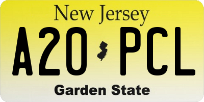NJ license plate A20PCL