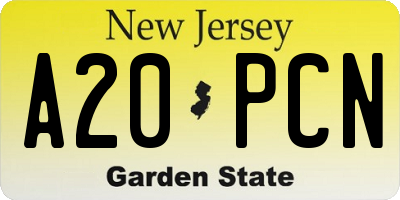 NJ license plate A20PCN