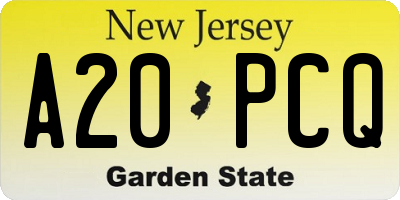 NJ license plate A20PCQ