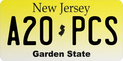 NJ license plate A20PCS